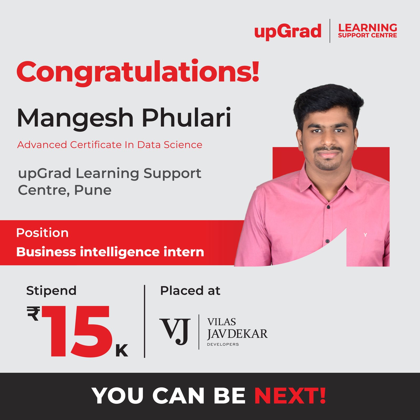 Mangesh Phulari placed at VILAS JAVDEKAR DEVELOPERS